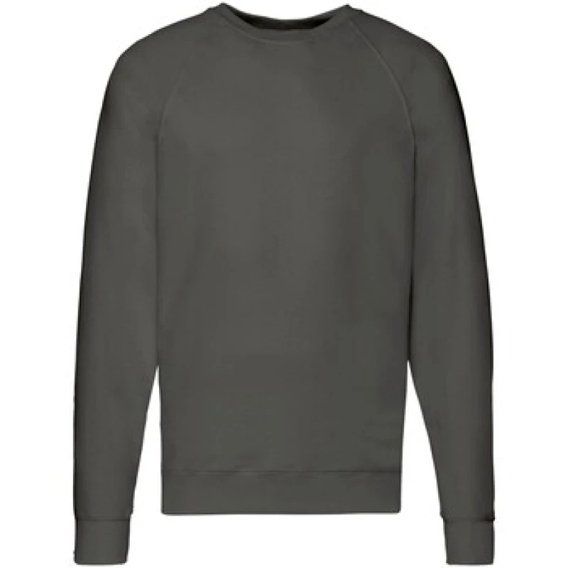 Image of Fruit Of The Loom Fruit of the Loom Men Lightweight Raglan Sweatshirt in Mid Grey Size: Medium Mid Grey M Male 5063652792872