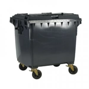 Image of Slingsby Grey Wheeled 1100 Litre Bin With Flat Lid 377396