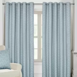 Image of Homecapes Blue Geometric Jacquard Blackout Eyelet Curtain Pair, 90 x 90'