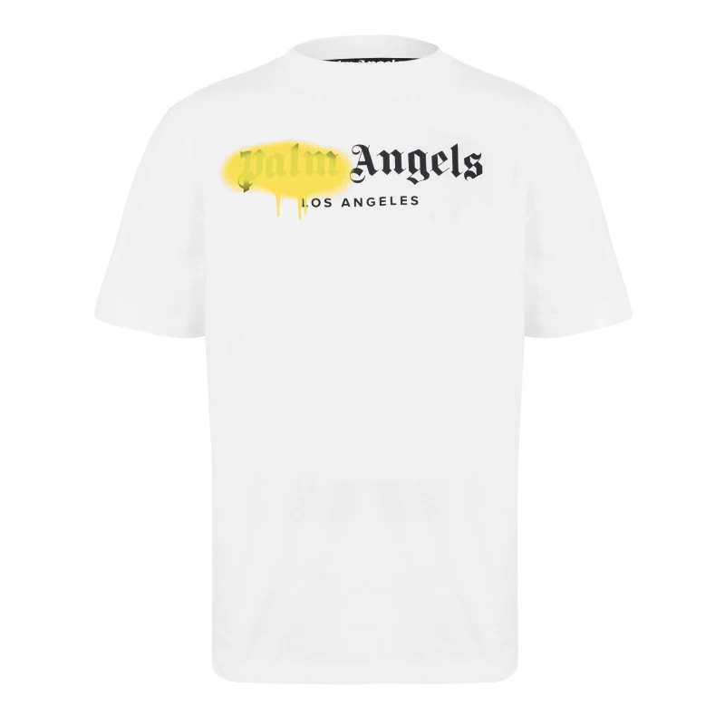 Image of Palm Angels Mens London T-Shirt White Yellow male M