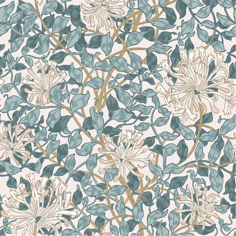 Image of William Morris at Home Honeysuckle Dusk Wallpaper Dusk Blue unisex One size
