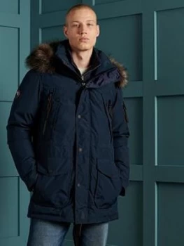 Image of Superdry Premium Down Parka Coat - Navy Size M Men