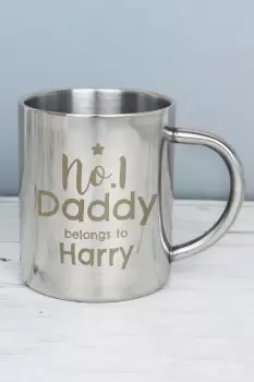 Image of Personalised No. 1 Daddy Metal Mug - Silver