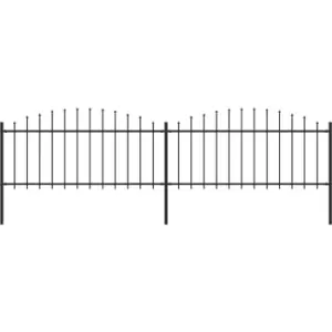 Image of Garden Fence with Spear Top Steel (0.5-0.75)x3.4 m Black Vidaxl Black