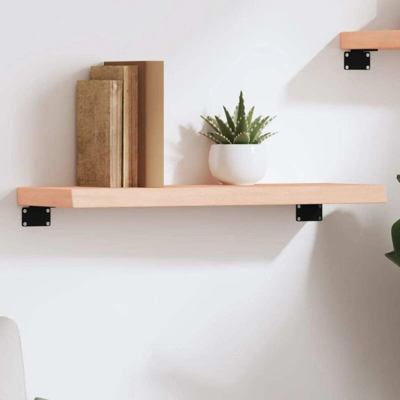 Image of Vidaxl Wall Shelf 60X20X4cm Untreated Solid Wood Oak, Brown 363522