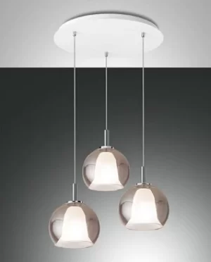 Image of Bretagna Cluster Pendant Ceiling Light Transparent Grey Glass, E27