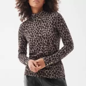 Image of Barbour International Aprila Leopard Lyocell-Blend Turtleneck Top - UK 8