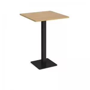 Image of Brescia square poseur table with flat square Black base 800mm - oak