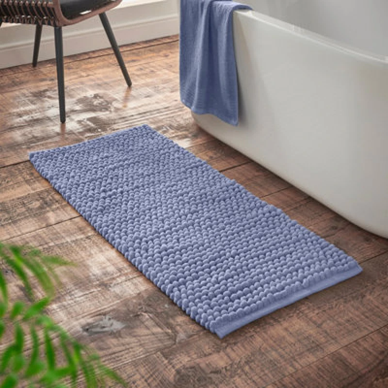 Image of Bianca 'Aspen Bobble' Bath Runner Blue