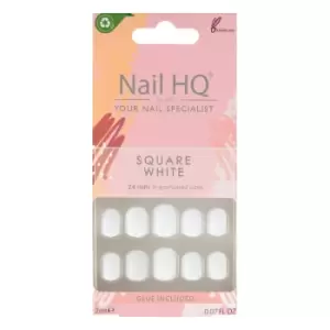 Image of Nail HQ Square White Nails 24 pcs + 2 ml