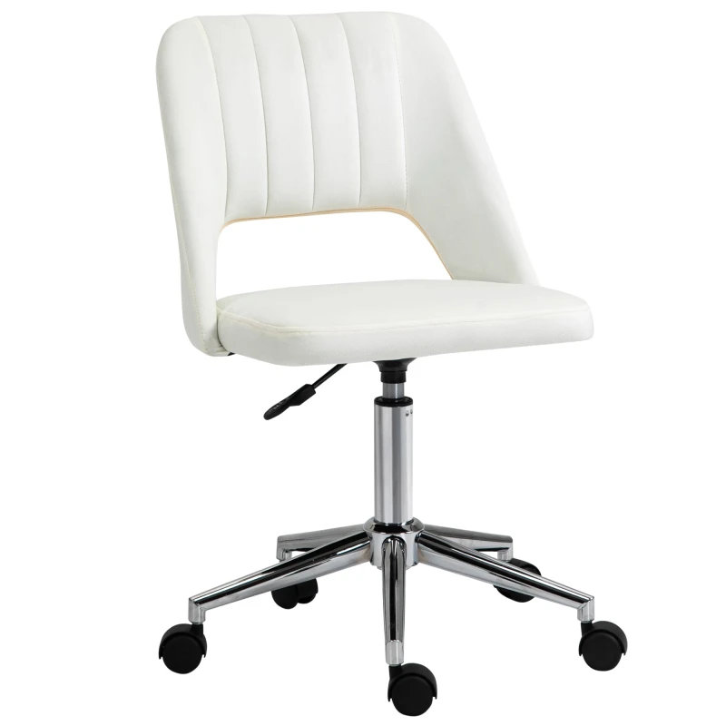 Image of VINSETTO Mid-Back Swivel Home Office Chair Scallop Computer Chair Cream