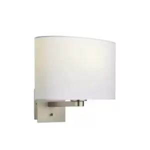 Image of Wall Light Matt Nickel Plate & Vintage White Fabric 60W E27 GLS e10283