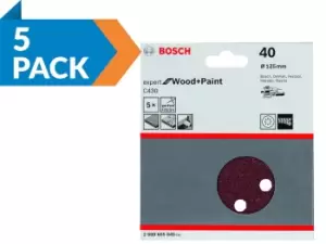 Image of Bosch 2608605640 125mm 40 Grit Sanding Disc Sheets 5pk