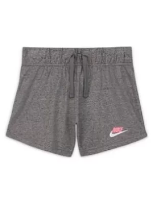 Image of Nike Older Girls Nsw 4" Short Jersey, Grey, Size M=10-12 Years