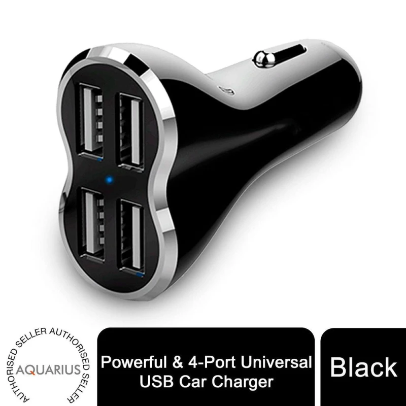 Image of Aquarius Aquarius 4-Port USB Car Charger-Black, Universal & Powerful