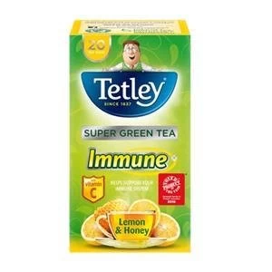 Image of Tetley Super Green Tea Immune Lemon Honey with Vitamin C Pack of 20