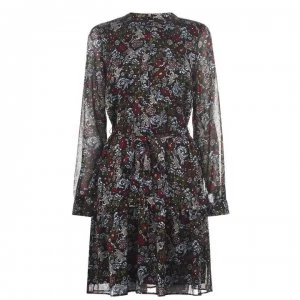 Image of SET Long Sleeve Printed Dress - 0993 Blk/ Red