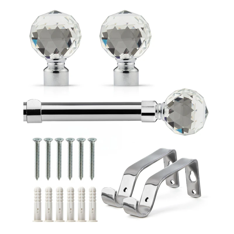 Image of Emma Barclay Curtain Pole Extendable Crystal Chrome unisex 120-210cm