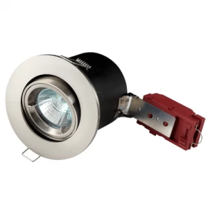 Image of KnightsBridge MR16 50W 12V Low Voltage 90 Minute Fire Rated Tilting Downlight - Brushed Chrome