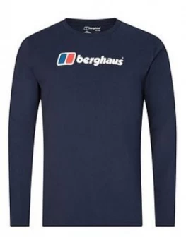 Image of Berghaus Big Corporate Logo Long Sleeve T-Shirt - Navy Size M Men