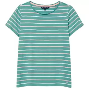 Image of Crew Clothing Womens Breton Tee Aqua/Pink/White 10