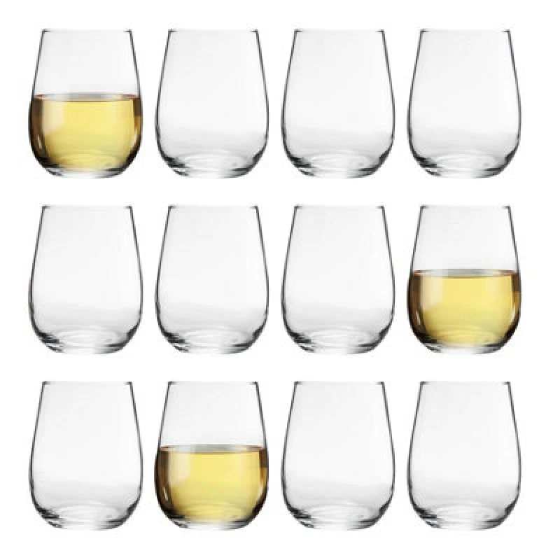 Image of LAV Gaia Stemless White Wine Glasses - 360ml - Clear - Pack of 12 Clear