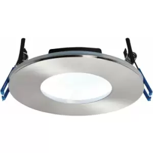 Image of Satin Nickel Recessed Bathroom Downlight - 9W Cool White LED Slim Ceiling Light