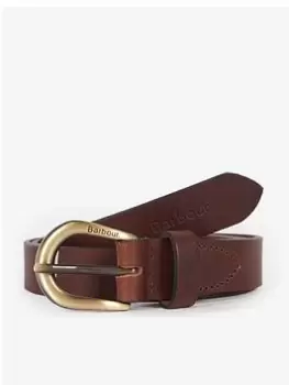 Image of Barbour Allanton Leather Belt - Brown, Size S, Women