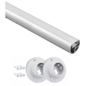 Image of Wardrobe Rail For LED Strip Hanging Rail 2M Free End Supports & Screws - Pack of 5