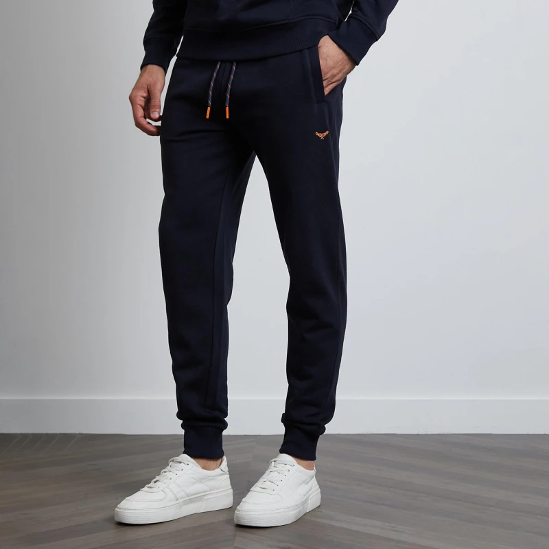 Image of Threadbare Threadbare Men Cotton Blend 'Trifoliate' Joggers in Navy Size: X-Large Navy XL Male 7625914734211