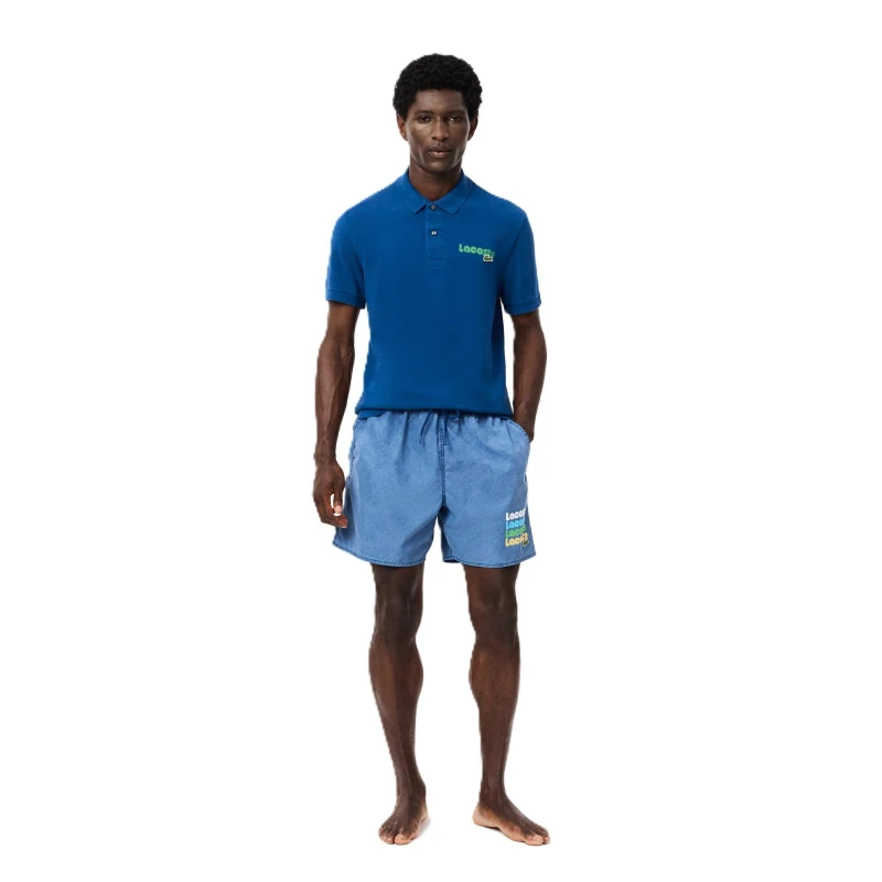 Image of Lacoste Mens Quick Dry Swimming Trunks Globe male S
