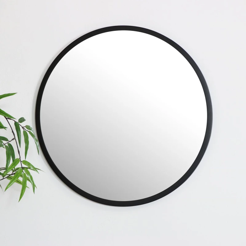 Image of Melody Maison Round Black Wall Mirror 50cm X 50cm Black