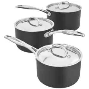 Image of Stellar Hard Anodised 3 Piece Non-Stick Saucepan Set