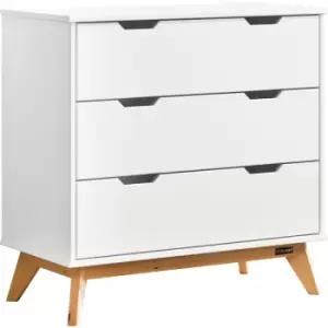 Image of Chest of Drawers Borneo Pine White Nature 80x79x40cm With 3 Drawers Solid Wood 45kg Loadable Tilt-Protection Living Room Hallway Sideboard Dresser
