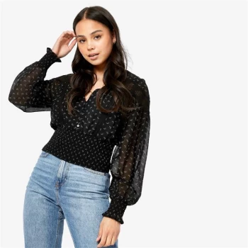 Image of Jack Wills Coco Lace Insert Blouse - Black
