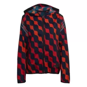 Image of adidas Marimekko Run Icons 3-Stripes Hooded Running Windb - Collegiate Orange