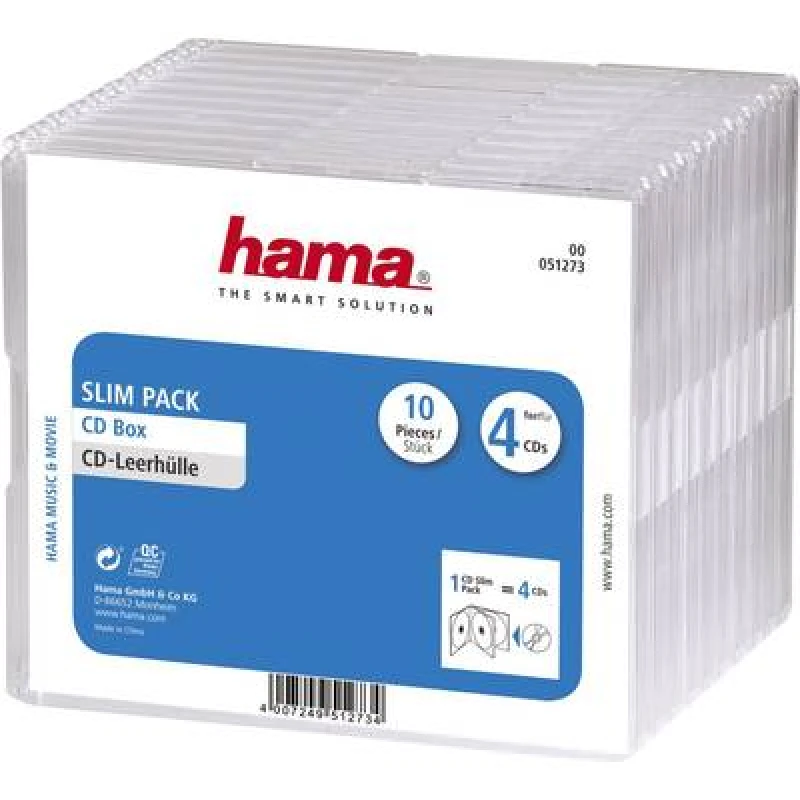 Image of Hama Hama Slim CD Jewel Case, pack 4, pack of 10, transparent 00051273