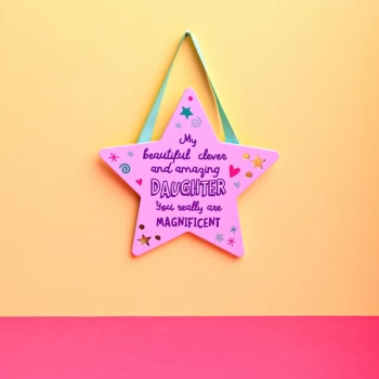 Image of Cheerful Star Hanging Plaque - Daughter