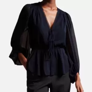 Image of Ted Baker Frasiah Chiffon Blouse - UK 14