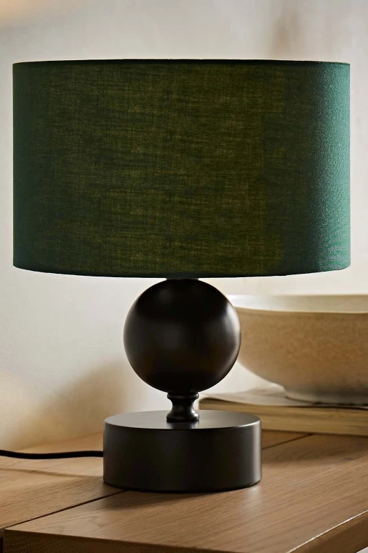 Image of ValueLights ValueLights Anthony Candlestick Table Lamp with Fabric Drum Lamp Shade in Bottle Green Bottle Green One Size Unisex 5059406067921