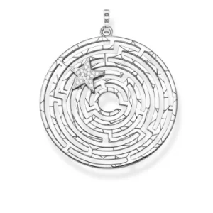 Image of Ladies THOMAS SABO Sterling Silver Wheel of Fortune Silver Star Labyrinth Pendant