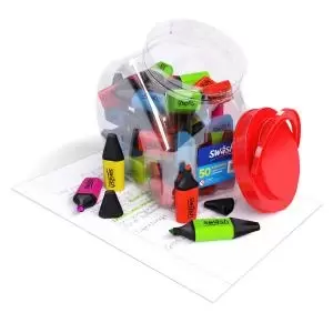Image of Swsh Mini Highlighters, 5 Assorted Colours, Tub of 50 MHL50T