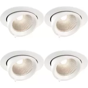 Image of 4 PACK Fully Adjustable Ceiling Downlight - 30W Warm White LED - Matt White