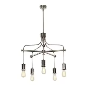 Image of 5 Bulb Chandelier LIght Highly Polished Nickel LED E27 60W