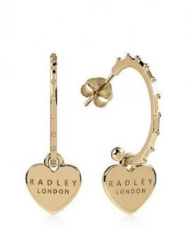 Image of Radley Gold Plated Sterling Silver Heart Charm Hoop Ladies Earrings