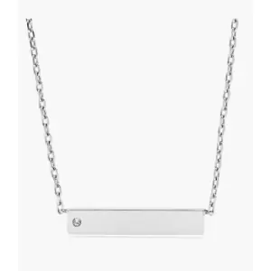 Image of Fossil Womens Bar Stainless Steel Necklace - Silver