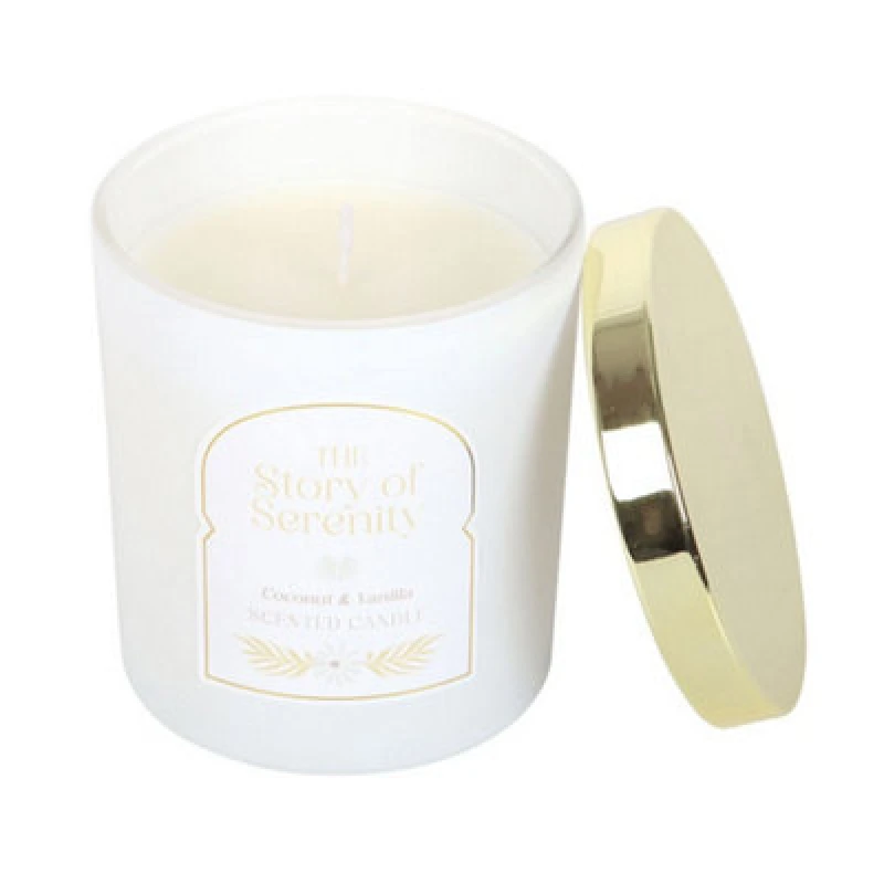 Image of Something Different Something Different The Story of Serenity Vanilla And Coconut Candle in White White One Size Unisex 5063852075560