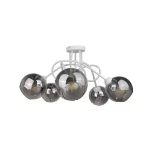 Image of Ring Multi Arm Semi Flush Ceiling Light White, 70cm, 5x E27