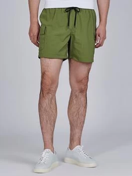 Image of Barbour International Cargo Detail Swim Shorts - Green , Green, Size XL, Men