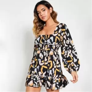 Image of I Saw It First Ditsy Floral Milkmaid Long Sleeve Mini Dress - Multi